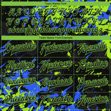 Load image into Gallery viewer, Custom Black Neon Green-Royal 3D Pattern Design Bomber Full-Snap Varsity Letterman Jacket