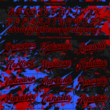 Load image into Gallery viewer, Custom Black Red-Royal 3D Pattern Design Bomber Full-Snap Varsity Letterman Jacket