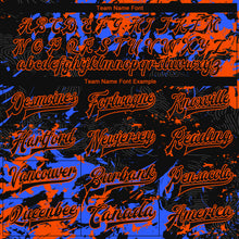 Load image into Gallery viewer, Custom Black Orange-Royal 3D Pattern Design Bomber Full-Snap Varsity Letterman Jacket
