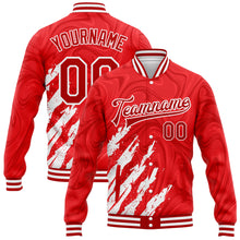 Загрузить изображение в средство просмотра галереи, Custom Red White 3D Pattern Design Bomber Full-Snap Varsity Letterman Jacket