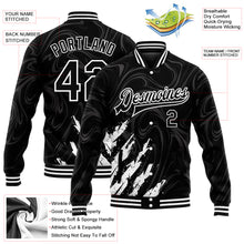 Загрузить изображение в средство просмотра галереи, Custom Black White 3D Pattern Design Bomber Full-Snap Varsity Letterman Jacket