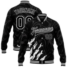 Загрузить изображение в средство просмотра галереи, Custom Black White 3D Pattern Design Bomber Full-Snap Varsity Letterman Jacket