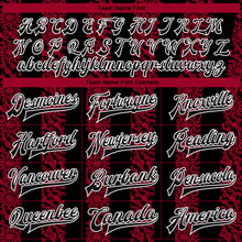 Laden Sie das Bild in den Galerie-Viewer, Custom Red Black-White 3D Pattern Design Bomber Full-Snap Varsity Letterman Jacket