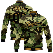 Charger l'image dans la galerie, Custom Camo Black-Old Gold Jungle Camouflage 3D Bomber Full-Snap Varsity Letterman Salute To Service Jacket
