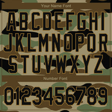 Загрузить изображение в средство просмотра галереи, Custom Camo Black-Old Gold Jungle Camouflage 3D Bomber Full-Snap Varsity Letterman Salute To Service Jacket