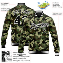 Загрузить изображение в средство просмотра галереи, Custom Camo Black-White Geometric Camouflage 3D Bomber Full-Snap Varsity Letterman Salute To Service Jacket