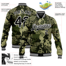 Загрузить изображение в средство просмотра галереи, Custom Camo Black-White Geometric Camouflage 3D Bomber Full-Snap Varsity Letterman Salute To Service Jacket