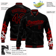 Загрузить изображение в средство просмотра галереи, Custom Graffiti Pattern Black-Red Dark Abstract Urban Street Art 3D Bomber Full-Snap Varsity Letterman Jacket