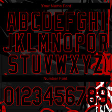 Загрузить изображение в средство просмотра галереи, Custom Graffiti Pattern Black-Red Dark Abstract Urban Street Art 3D Bomber Full-Snap Varsity Letterman Jacket