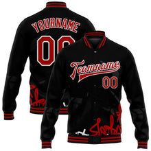 Charger l'image dans la galerie, Custom Graffiti Pattern Red-Black Dark Abstract Urban Street Art 3D Bomber Full-Snap Varsity Letterman Jacket
