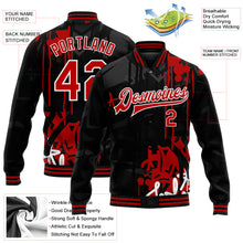 Загрузить изображение в средство просмотра галереи, Custom Graffiti Pattern Red-Black Dark Abstract Urban Street Art 3D Bomber Full-Snap Varsity Letterman Jacket