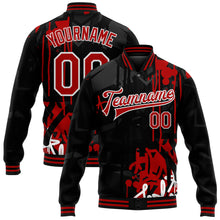 Загрузить изображение в средство просмотра галереи, Custom Graffiti Pattern Red-Black Dark Abstract Urban Street Art 3D Bomber Full-Snap Varsity Letterman Jacket