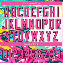 Загрузить изображение в средство просмотра галереи, Custom Graffiti Pattern Pink-Black Abstract Splashes 3D Bomber Full-Snap Varsity Letterman Jacket