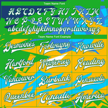 Загрузить изображение в средство просмотра галереи, Custom Graffiti Pattern White-Kelly Green Hiphop Abstract Urban Street Art 3D Bomber Full-Snap Varsity Letterman Jacket