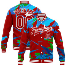 Load image into Gallery viewer, Custom Graffiti Pattern Red-White Hiphop Abstract Urban Street Art 3D Bomber Full-Snap Varsity Letterman Jacket