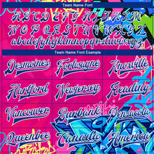 Load image into Gallery viewer, Custom Graffiti Pattern Royal-White Hiphop Abstract Urban Street Art 3D Bomber Full-Snap Varsity Letterman Jacket