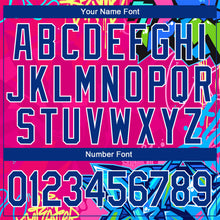 Load image into Gallery viewer, Custom Graffiti Pattern Royal-White Hiphop Abstract Urban Street Art 3D Bomber Full-Snap Varsity Letterman Jacket