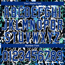 Load image into Gallery viewer, Custom Graffiti Pattern Royal-White Abstract Grunge Art 3D Bomber Full-Snap Varsity Letterman Jacket