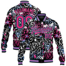 Load image into Gallery viewer, Custom Graffiti Pattern Pink-Light Blue Abstract Grunge Art 3D Bomber Full-Snap Varsity Letterman Jacket