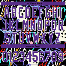 Load image into Gallery viewer, Custom Graffiti Pattern Purple-White Hand Painted Flowers 3D Bomber Full-Snap Varsity Letterman Jacket