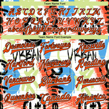 Load image into Gallery viewer, Custom Graffiti Pattern Orange-Black Abstract Grunge Art 3D Bomber Full-Snap Varsity Letterman Jacket