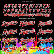 Load image into Gallery viewer, Custom Graffiti Pattern Red-White Splashes 3D Bomber Full-Snap Varsity Letterman Jacket