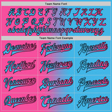 Загрузить изображение в средство просмотра галереи, Custom Sky Blue Pink-Black Bomber Full-Snap Varsity Letterman Gradient Fashion Jacket