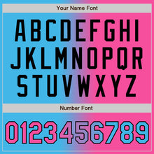 Загрузить изображение в средство просмотра галереи, Custom Sky Blue Pink-Black Bomber Full-Snap Varsity Letterman Gradient Fashion Jacket