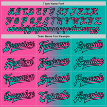 Загрузить изображение в средство просмотра галереи, Custom Aqua Pink-Black Bomber Full-Snap Varsity Letterman Gradient Fashion Jacket