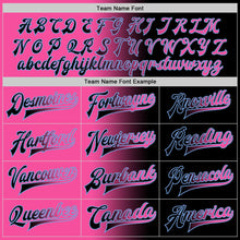 Загрузить изображение в средство просмотра галереи, Custom Black Pink-Light Blue Bomber Full-Snap Varsity Letterman Gradient Fashion Jacket