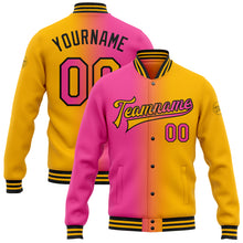 Загрузить изображение в средство просмотра галереи, Custom Gold Pink-Black Bomber Full-Snap Varsity Letterman Gradient Fashion Jacket
