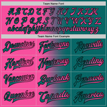 Загрузить изображение в средство просмотра галереи, Custom Teal Pink-Black Bomber Full-Snap Varsity Letterman Gradient Fashion Jacket