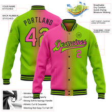 Загрузить изображение в средство просмотра галереи, Custom Neon Green Pink-Black Bomber Full-Snap Varsity Letterman Gradient Fashion Jacket
