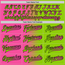 Загрузить изображение в средство просмотра галереи, Custom Neon Green Pink-Black Bomber Full-Snap Varsity Letterman Gradient Fashion Jacket