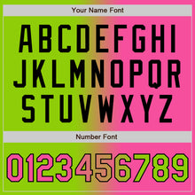 Загрузить изображение в средство просмотра галереи, Custom Neon Green Pink-Black Bomber Full-Snap Varsity Letterman Gradient Fashion Jacket