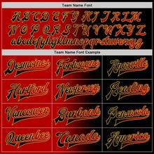 Загрузить изображение в средство просмотра галереи, Custom Black Red-Old Gold Bomber Full-Snap Varsity Letterman Gradient Fashion Jacket