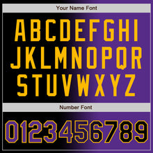 Загрузить изображение в средство просмотра галереи, Custom Black Purple-Gold Bomber Full-Snap Varsity Letterman Gradient Fashion Jacket