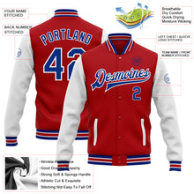 Загрузить изображение в средство просмотра галереи, Custom Red Royal-White Bomber Full-Snap Varsity Letterman Two Tone Jacket