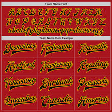 Загрузить изображение в средство просмотра галереи, Custom Red Black-Gold Bomber Full-Snap Varsity Letterman Two Tone Jacket