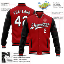 Загрузить изображение в средство просмотра галереи, Custom Red White-Black Bomber Full-Snap Varsity Letterman Two Tone Jacket