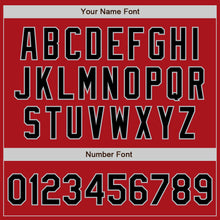 Laden Sie das Bild in den Galerie-Viewer, Custom Red Black-Gray Bomber Full-Snap Varsity Letterman Two Tone Jacket