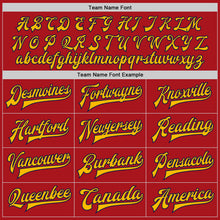 Загрузить изображение в средство просмотра галереи, Custom Red Navy-Gold Bomber Full-Snap Varsity Letterman Two Tone Jacket