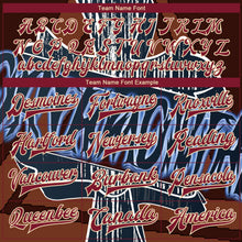 Load image into Gallery viewer, Custom Graffiti Pattern Crimson-City Cream Chrome Heart 3D Bomber Full-Snap Varsity Letterman Jacket