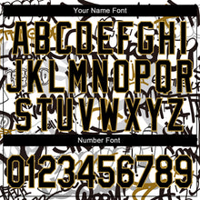Load image into Gallery viewer, Custom Graffiti Pattern Black-Old Gold Grunge Urban Street Art 3D Bomber Full-Snap Varsity Letterman Jacket