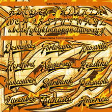 Load image into Gallery viewer, Custom Graffiti Pattern Black-Gold Bright Colored Funky Abstract Arrows 3D Bomber Full-Snap Varsity Letterman Jacket