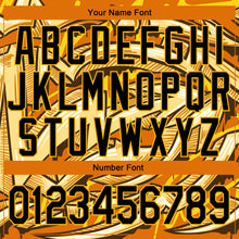 Load image into Gallery viewer, Custom Graffiti Pattern Black-Gold Bright Colored Funky Abstract Arrows 3D Bomber Full-Snap Varsity Letterman Jacket