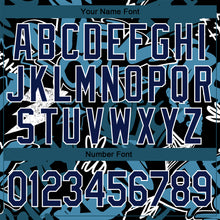 Load image into Gallery viewer, Custom Graffiti Pattern Navy-White Grunge Urban Street Art 3D Bomber Full-Snap Varsity Letterman Jacket