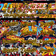 Load image into Gallery viewer, Custom Graffiti Pattern Black-Gold Grunge Urban Street Art 3D Bomber Full-Snap Varsity Letterman Jacket