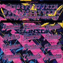 Load image into Gallery viewer, Custom Graffiti Pattern Pink Black-Sky Blue Abstract Futuristic 3D Bomber Full-Snap Varsity Letterman Jacket