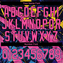 Load image into Gallery viewer, Custom Graffiti Pattern Pink Black-Sky Blue Abstract Futuristic 3D Bomber Full-Snap Varsity Letterman Jacket